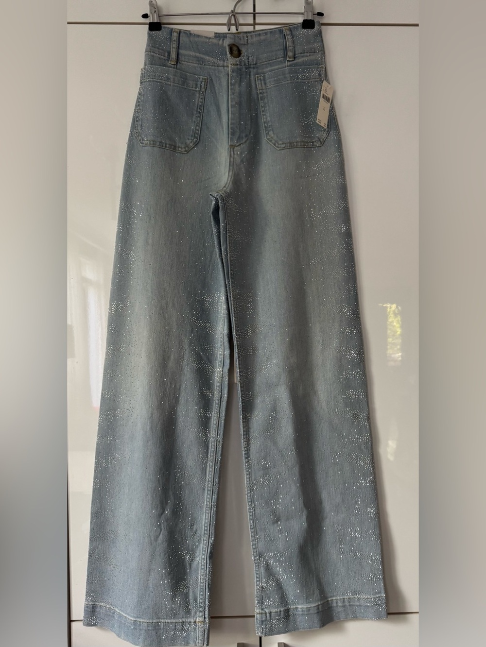 NWT Size 25 - Maeve Colette Sparkle High-Rise Wide-Leg Cropped Jeans (US$ 178)